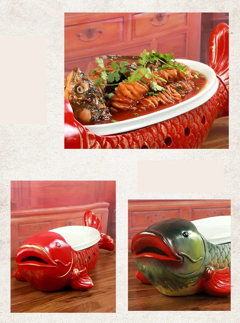 Kunstvolle Sushi-Platte – Keramik Rote Karpfen – Zuhause/Restaurant