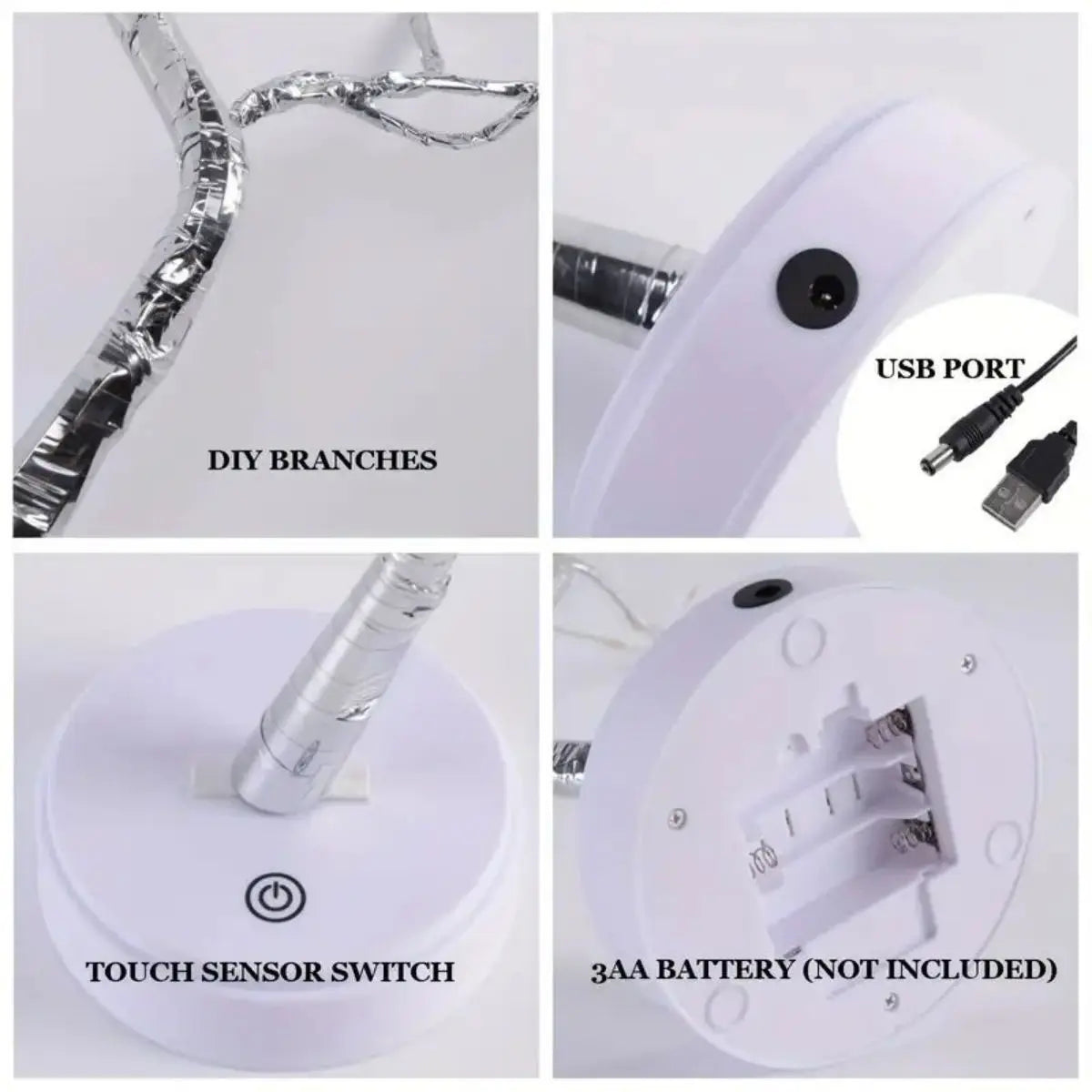 LED Baumbeleuchtung mit warmweissen 108 LED-Lichtern auf Tisch