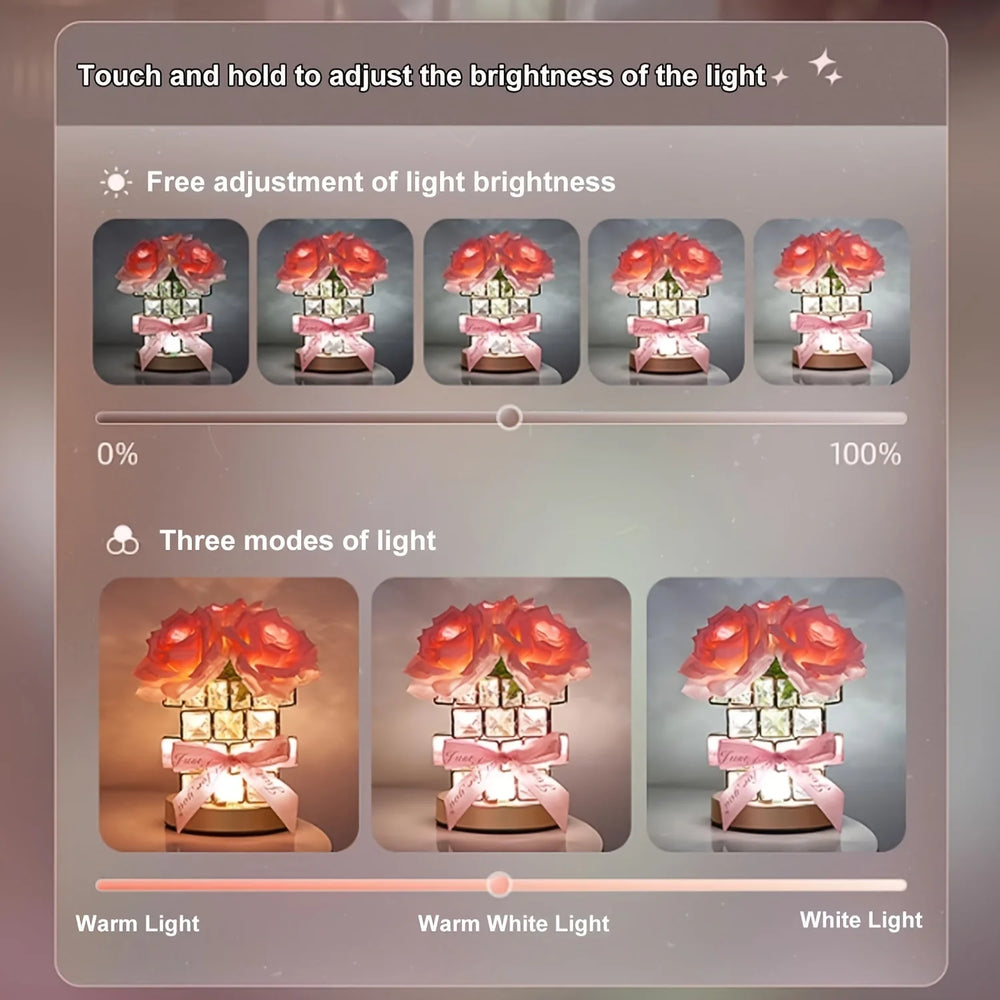 LED-Nachtlicht – Romantische Kristallrose – USB-Anschluss