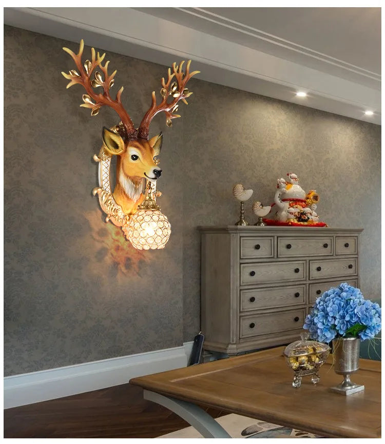 LED Wandlampe – Harz Hirsch Art Deco – Wohnzimmer