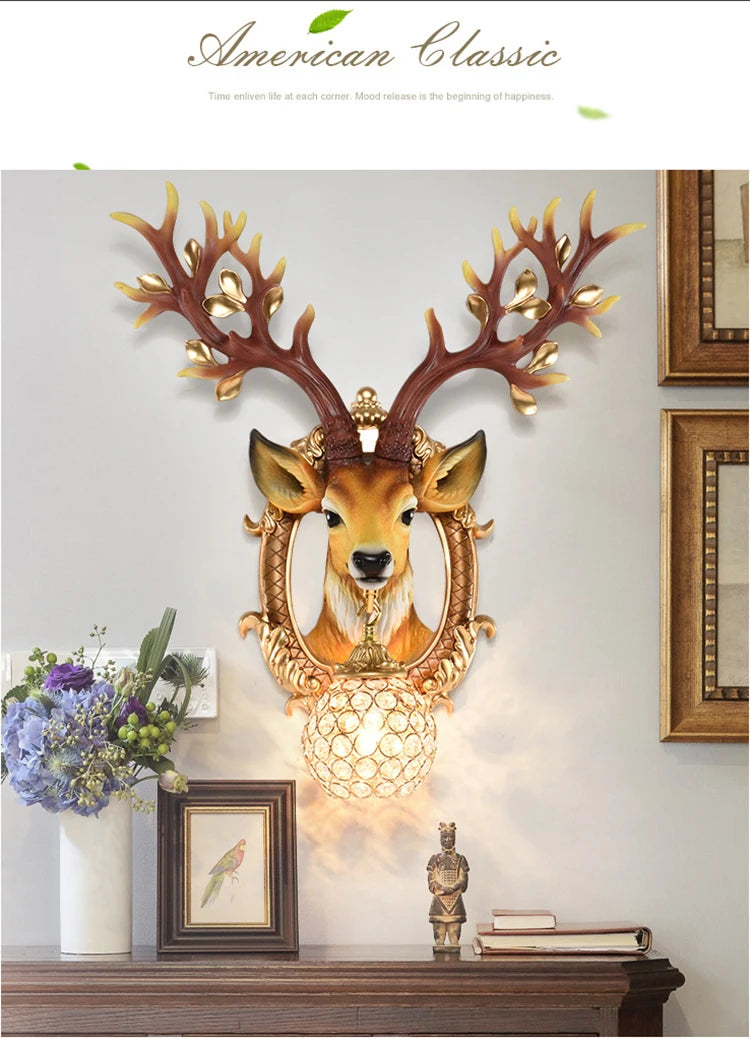 LED Wandlampe – Harz Hirsch Art Deco – Wohnzimmer