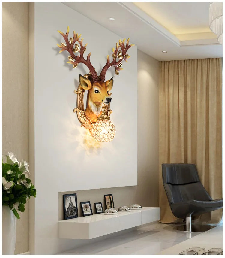 LED Wandlampe – Harz Hirsch Art Deco – Wohnzimmer