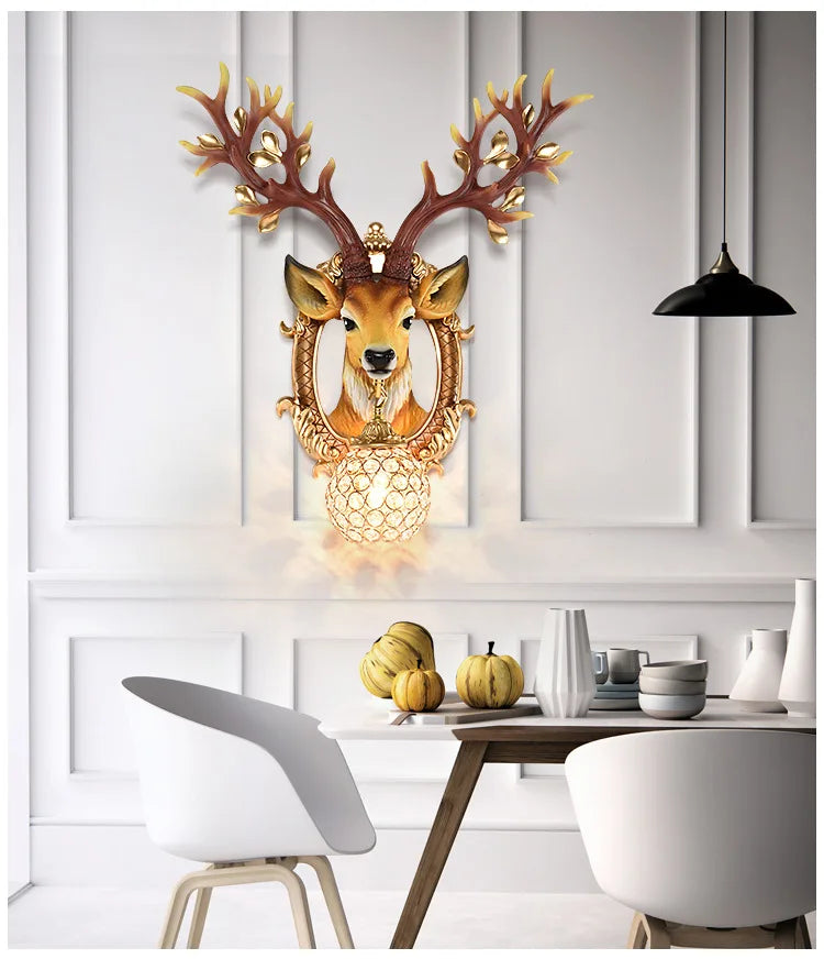 LED Wandlampe – Harz Hirsch Art Deco – Wohnzimmer