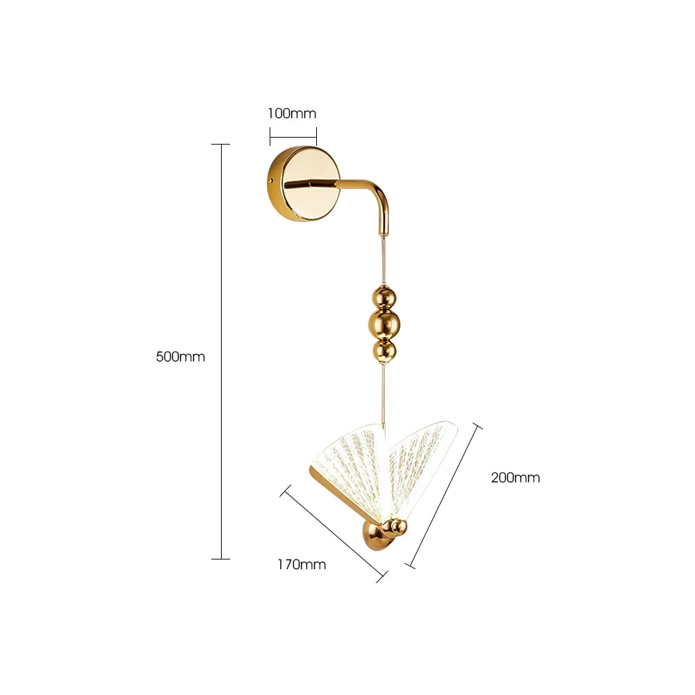 moderne LED-Wandleuchte aus Aluminium mit Schmetterlingsdesign, silberfarben