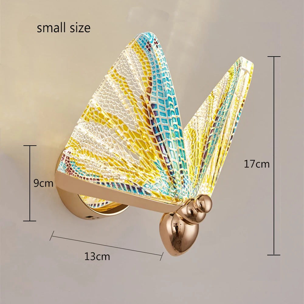 LED-Wandlampe im modernen nordischen Schmetterlingsdesign aus Aluminium, silbernes Gehäuse, Typ 6 klein