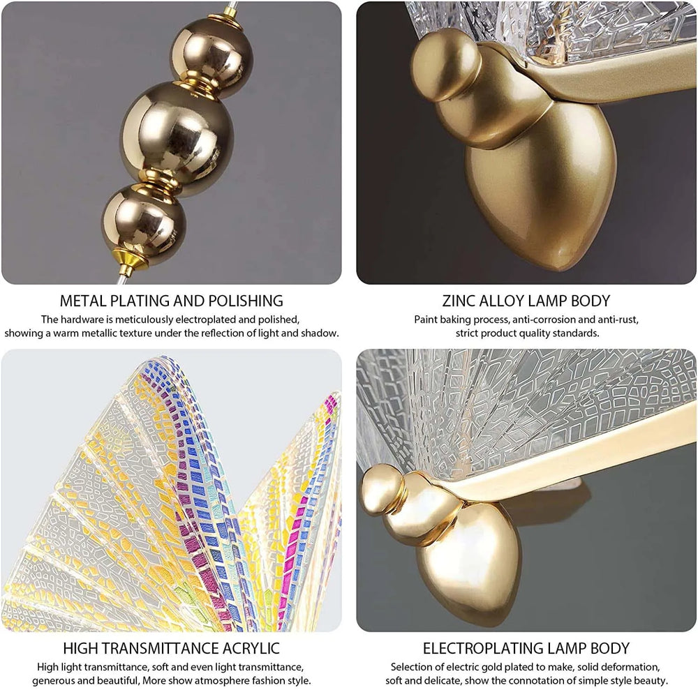 LED-Wandlampe mit Schmetterlingsdesign aus Aluminium, silber, Lampenschirm Typ 6 klein, Gehäusefarbe kaltweiss