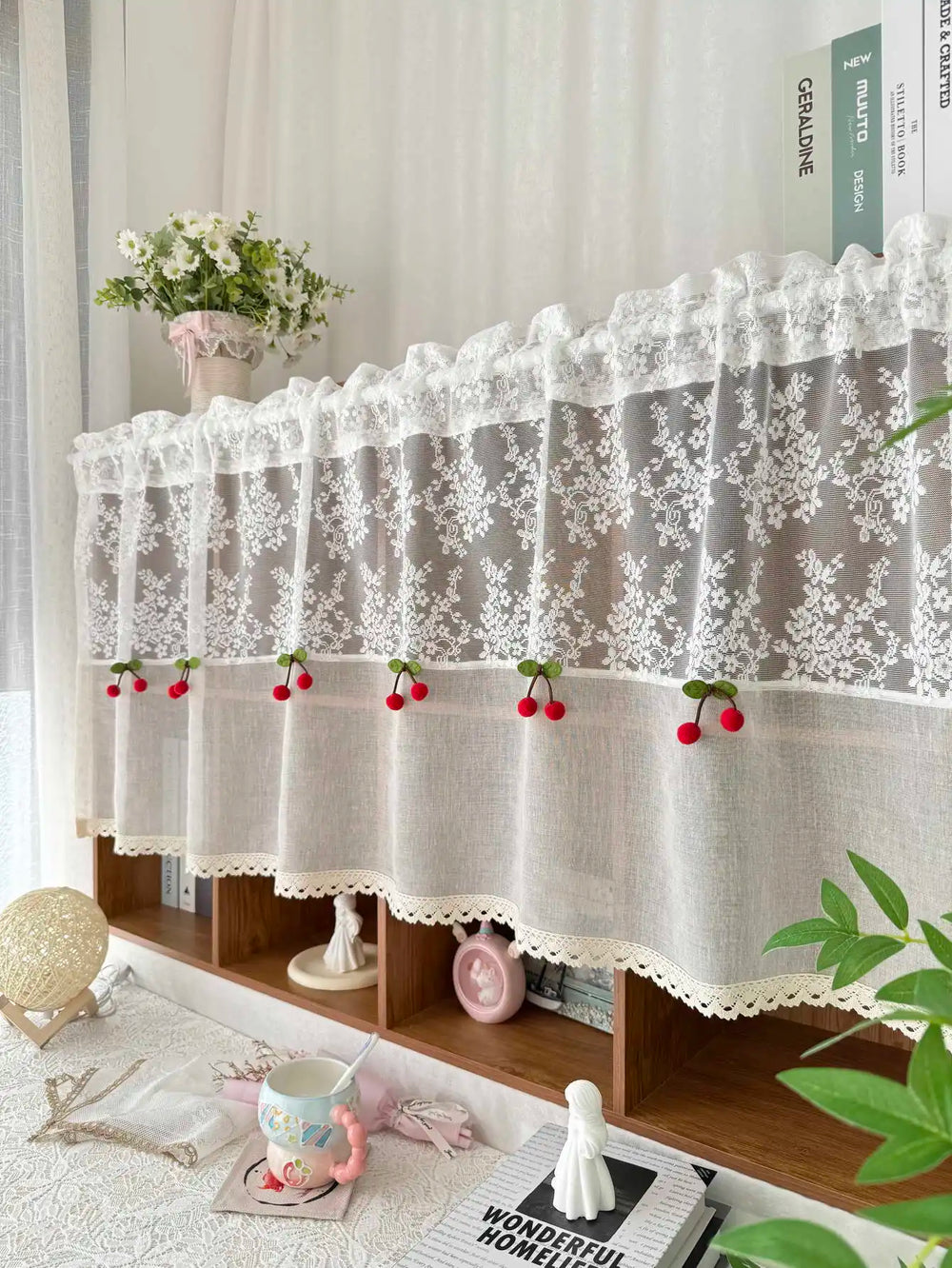 Landhaus-Spitzen-Küchengardine – 100% Polyester, 1 Paneel, Rustikaler Charme