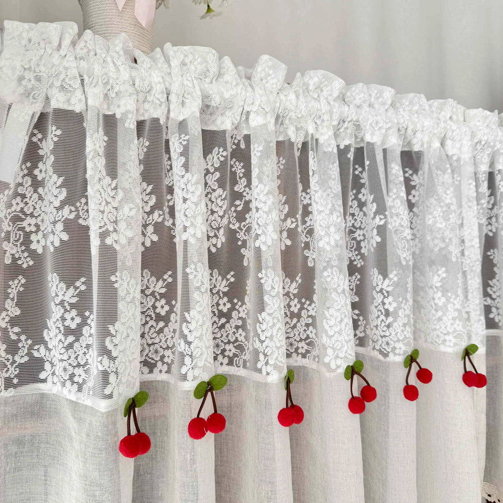 Landhaus-Spitzen-Küchengardine – 100% Polyester, 1 Paneel, Rustikaler Charme