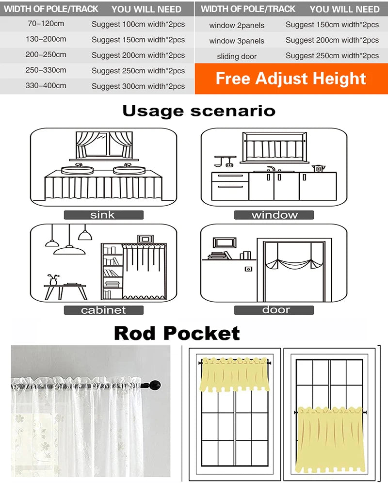 Landhaus-Spitzen-Küchengardine – 100% Polyester, 1 Paneel, Rustikaler Charme