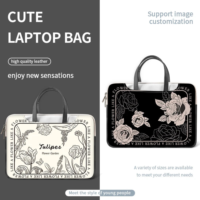 Stossfeste PU-Leder-Laptoptasche mit Graffiti-Muster, Grösse: 13-17 Zoll