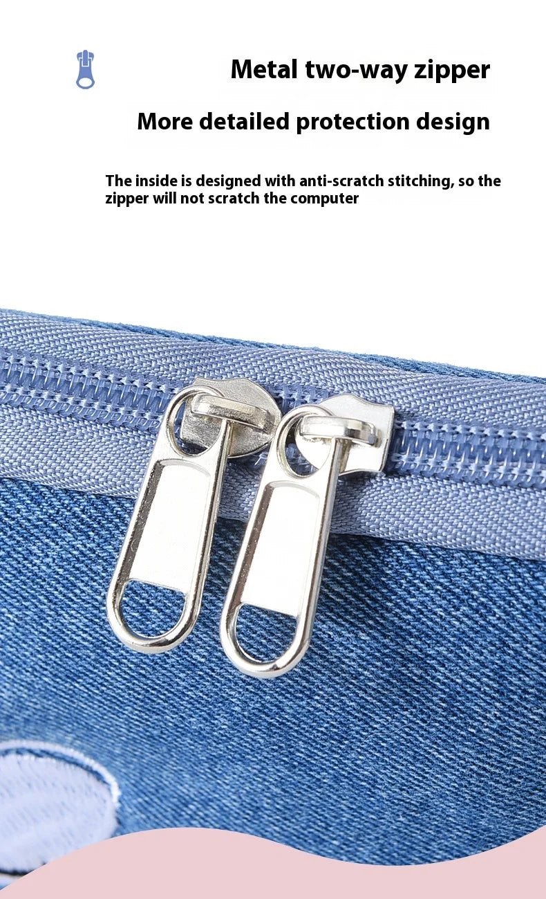 Laptophülle – Denim-Schleifendesign – 13-16 Zoll