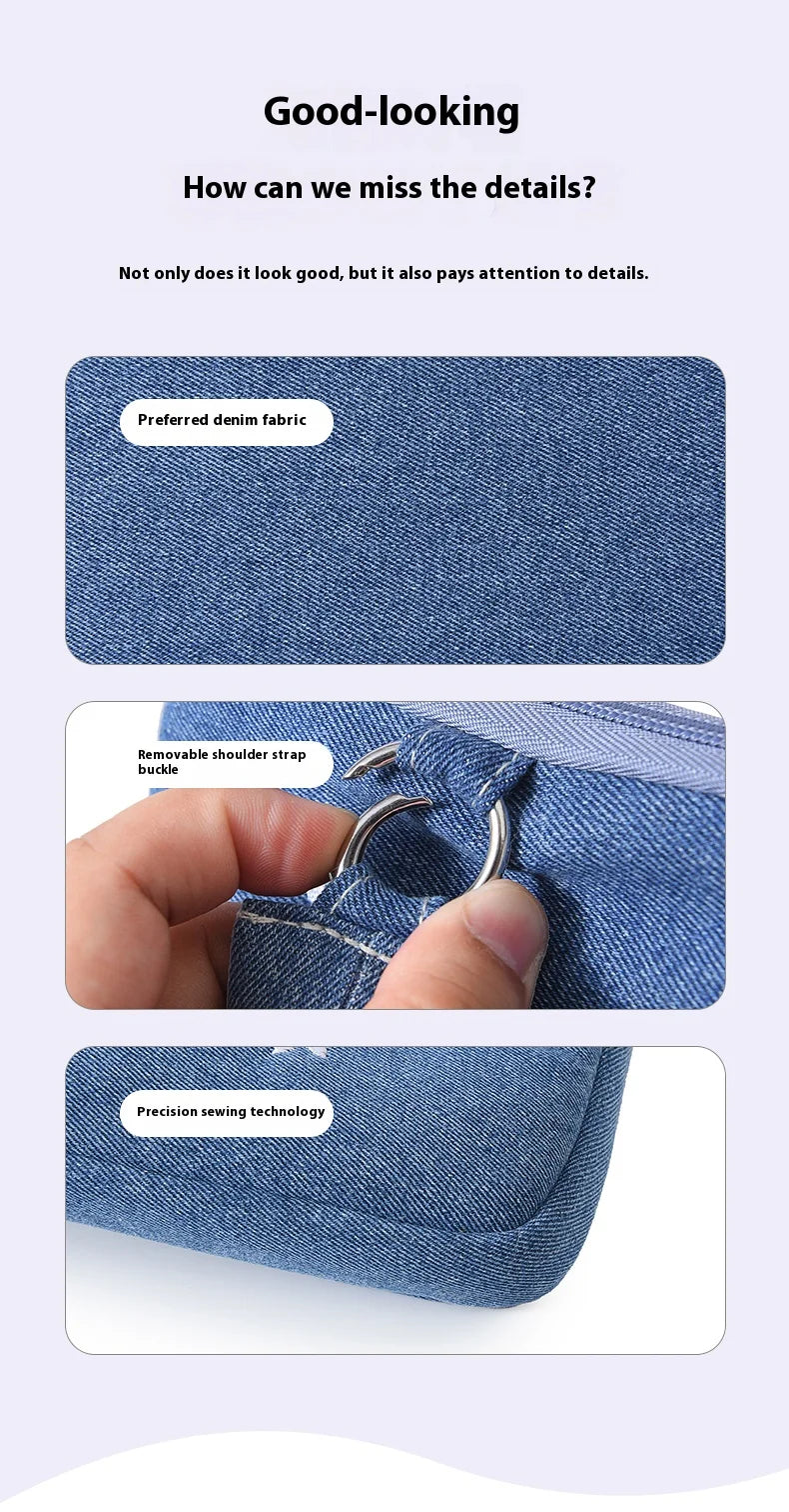 Laptophülle – Denim-Schleifendesign – 13-16 Zoll