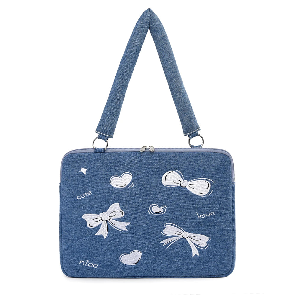 Laptophülle – Denim-Schleifendesign – 13-16 Zoll