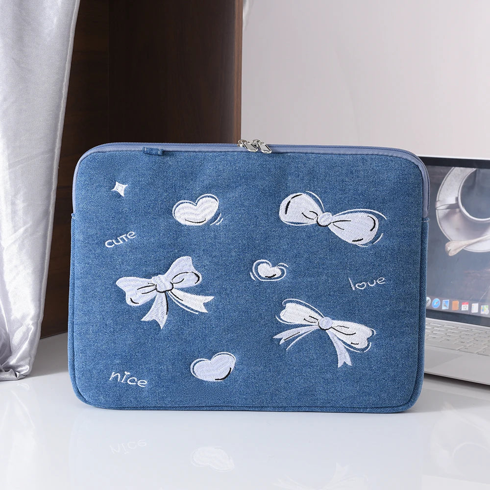 Laptophülle – Denim-Schleifendesign – 13-16 Zoll