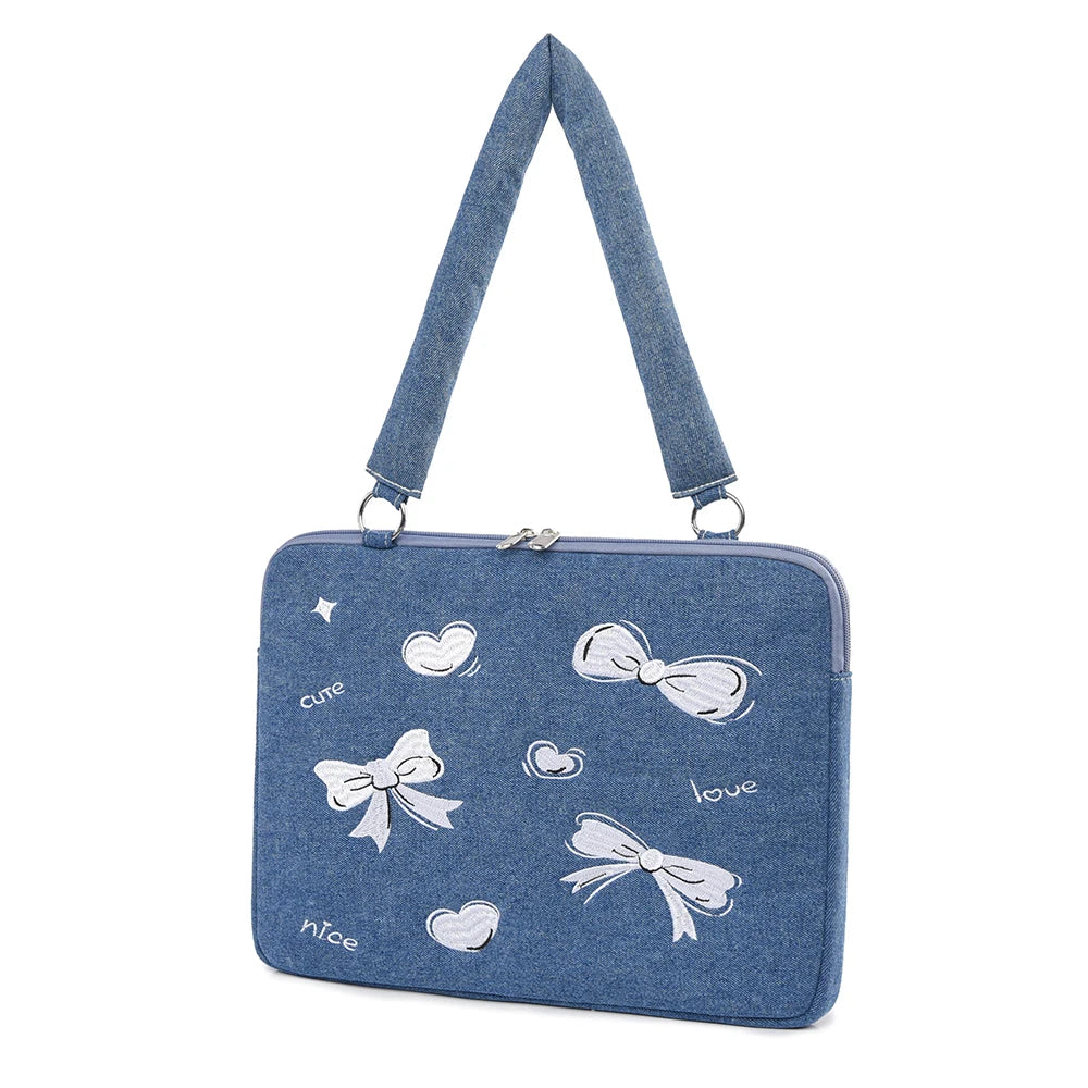 Laptophülle – Denim-Schleifendesign – 13-16 Zoll