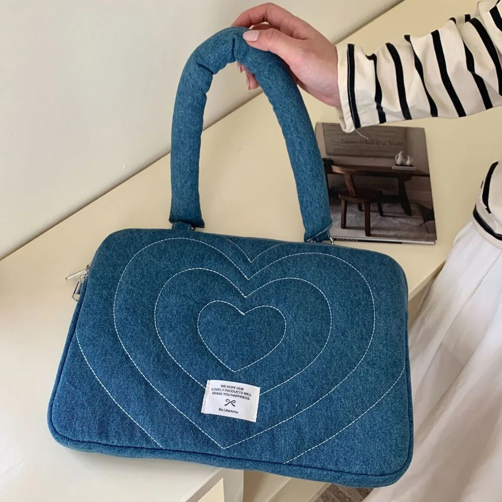 Laptoptasche – Denim-Stickerei – Stossfest