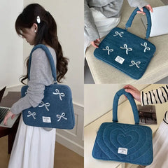 Laptoptasche – Denim-Stickerei – Stossfest