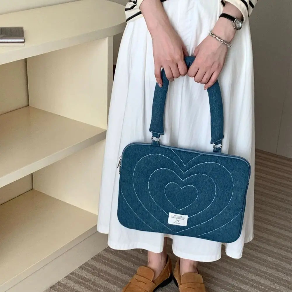 Laptoptasche – Denim-Stickerei – Stossfest