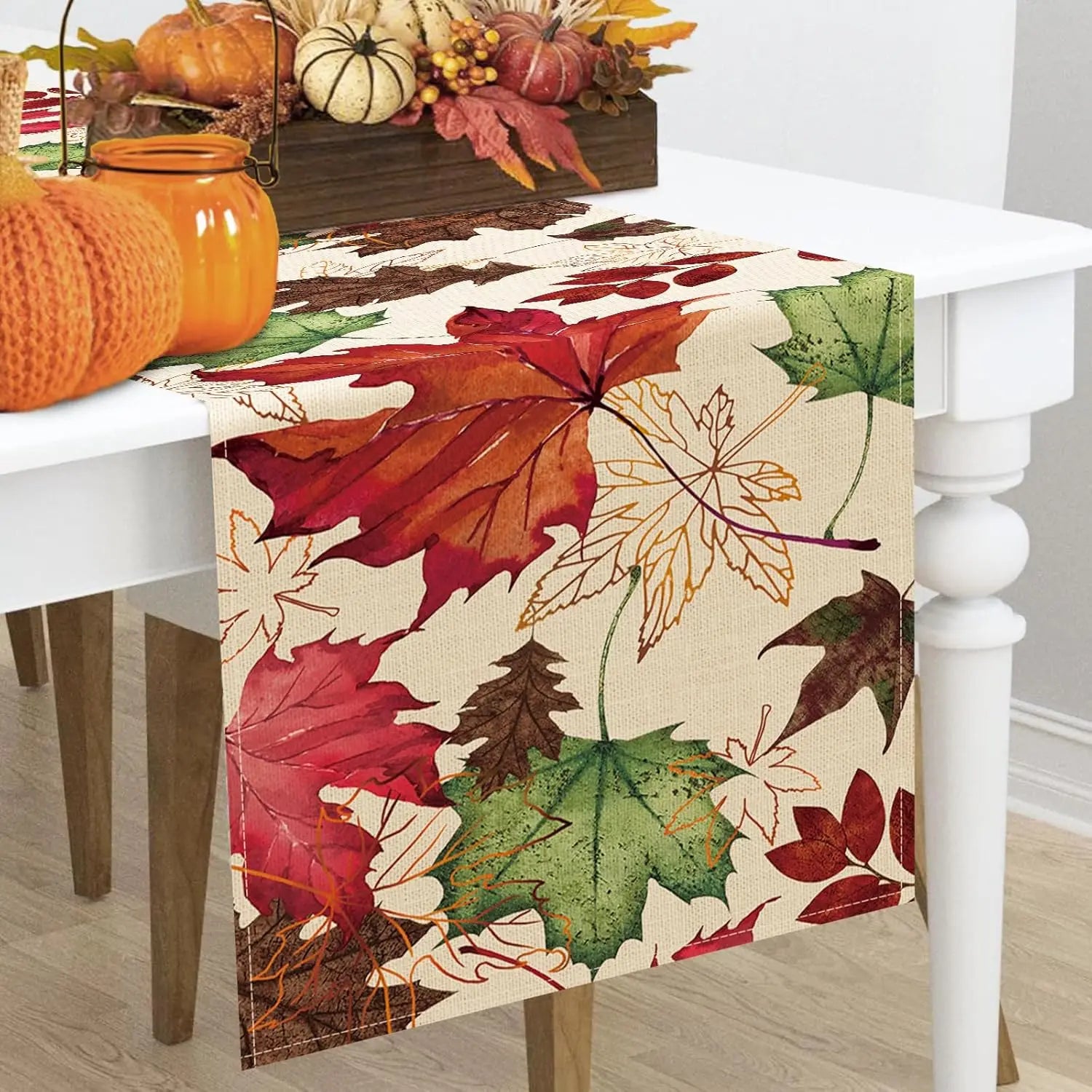 Leinen Tischläufer – Herbstliches Ahornblatt Design – 150x33 cm