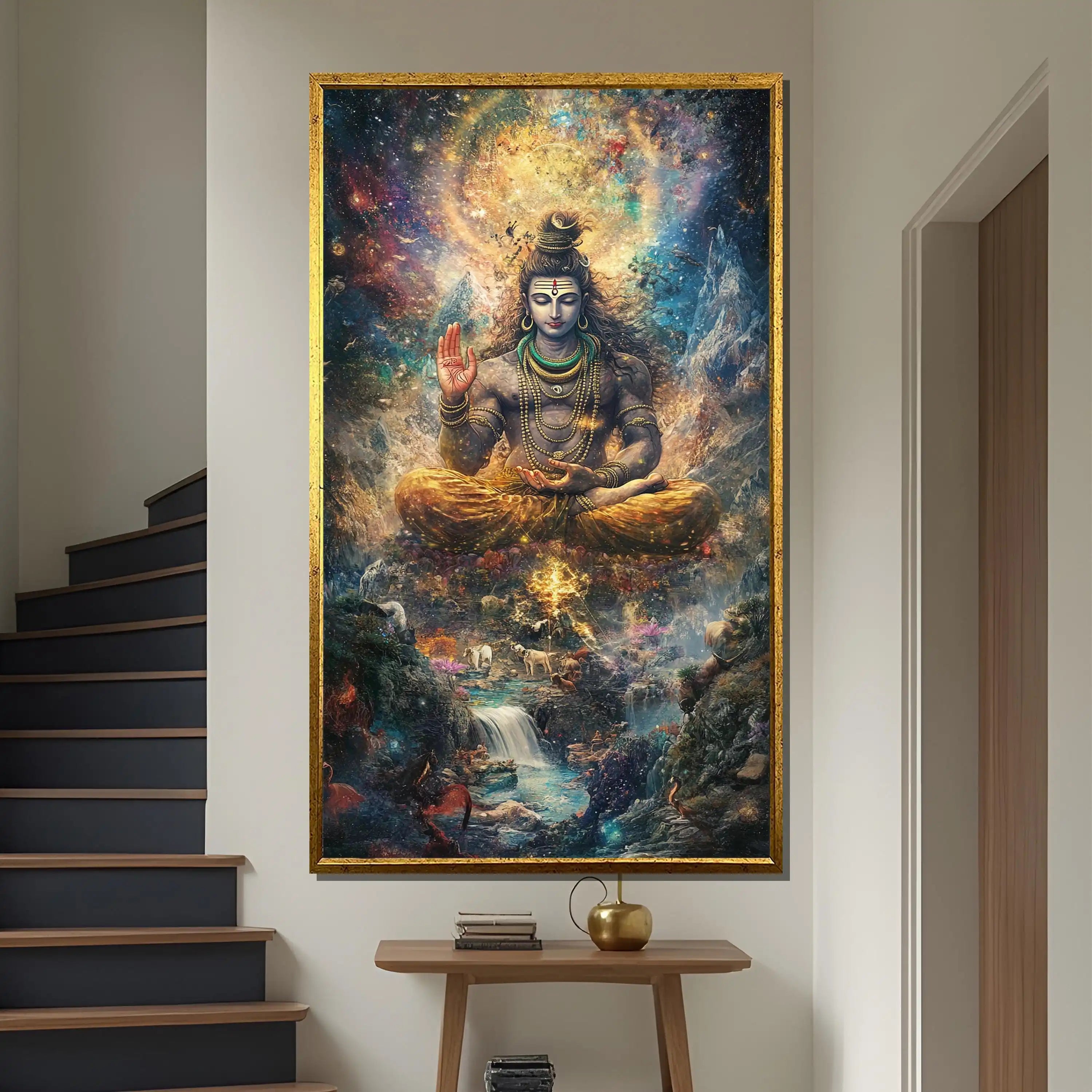 Leinwandbild mit göttlicher spiritueller Kunst, ungerahmt, moderne Sprühmalerei, vertikales Rechteck, Farbe: CJ56748, Grösse: 50x70 cm