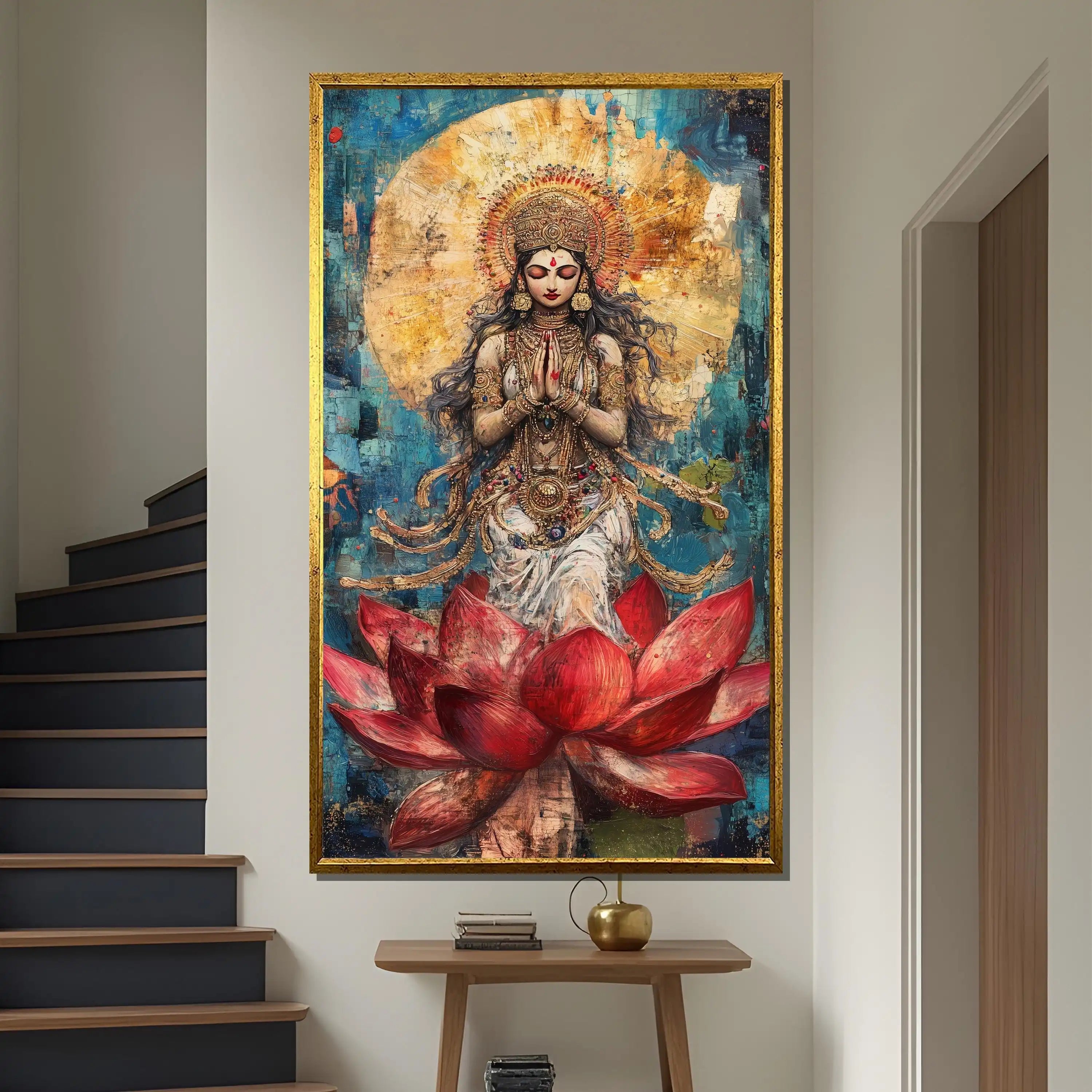 Leinwandbild mit moderner spiritueller Kunst, ungerahmt, vertikales Rechteck, Grösse: 50x70 cm