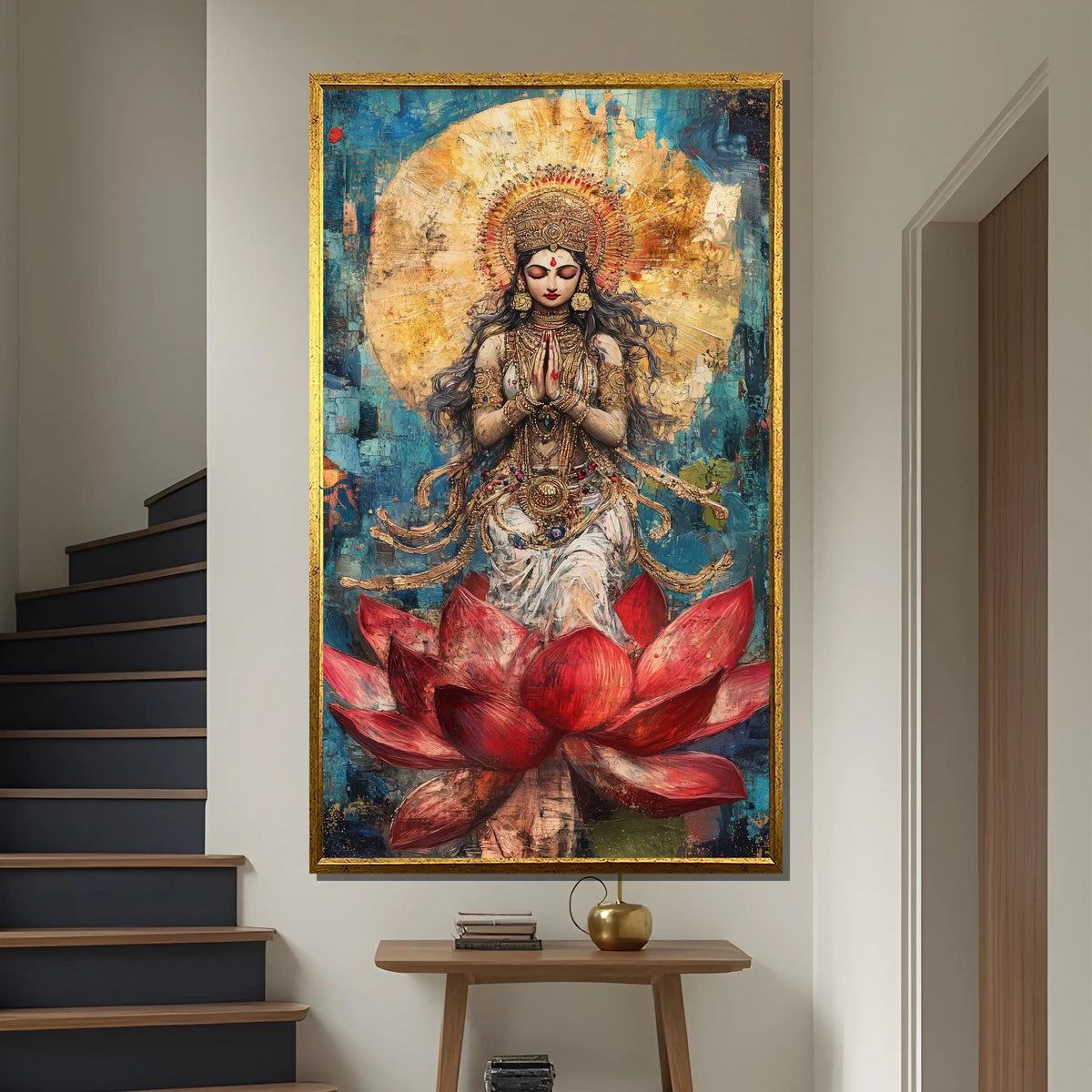 Leinwandbild mit moderner spiritueller Kunst, ungerahmt, vertikales Rechteck, Grösse: 50x70 cm