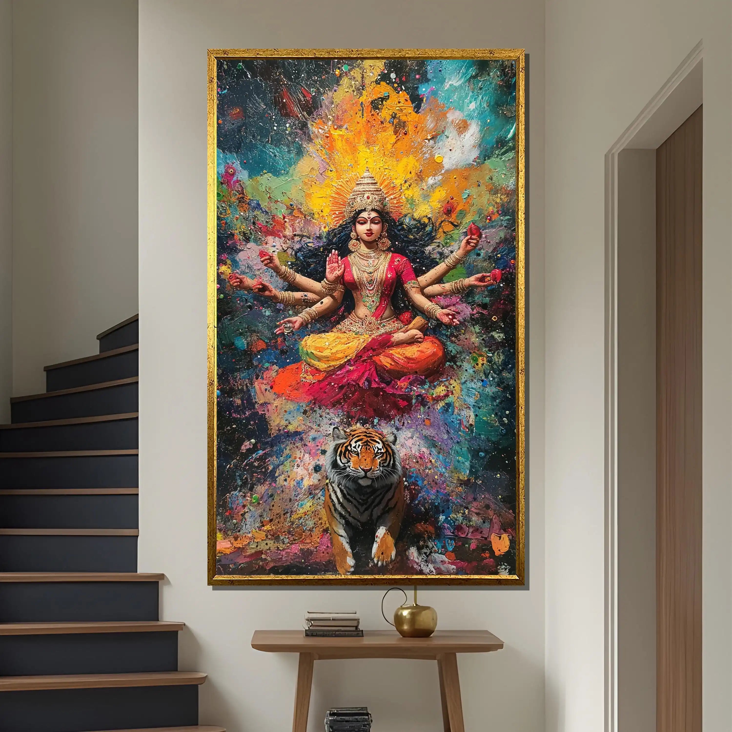 Moderne spirituelle Leinwand in vertikalem Rechteck, ungerahmt, 50x70 cm