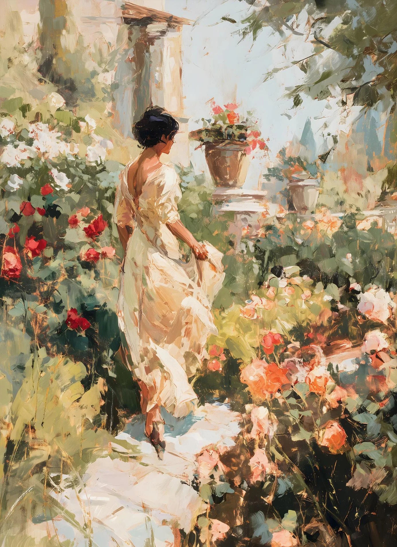 Rokoko Garten Leinwanddruck, modern, vertikales Rechteck, Farbe: nn-6, Grösse: 50x70 cm Unframed