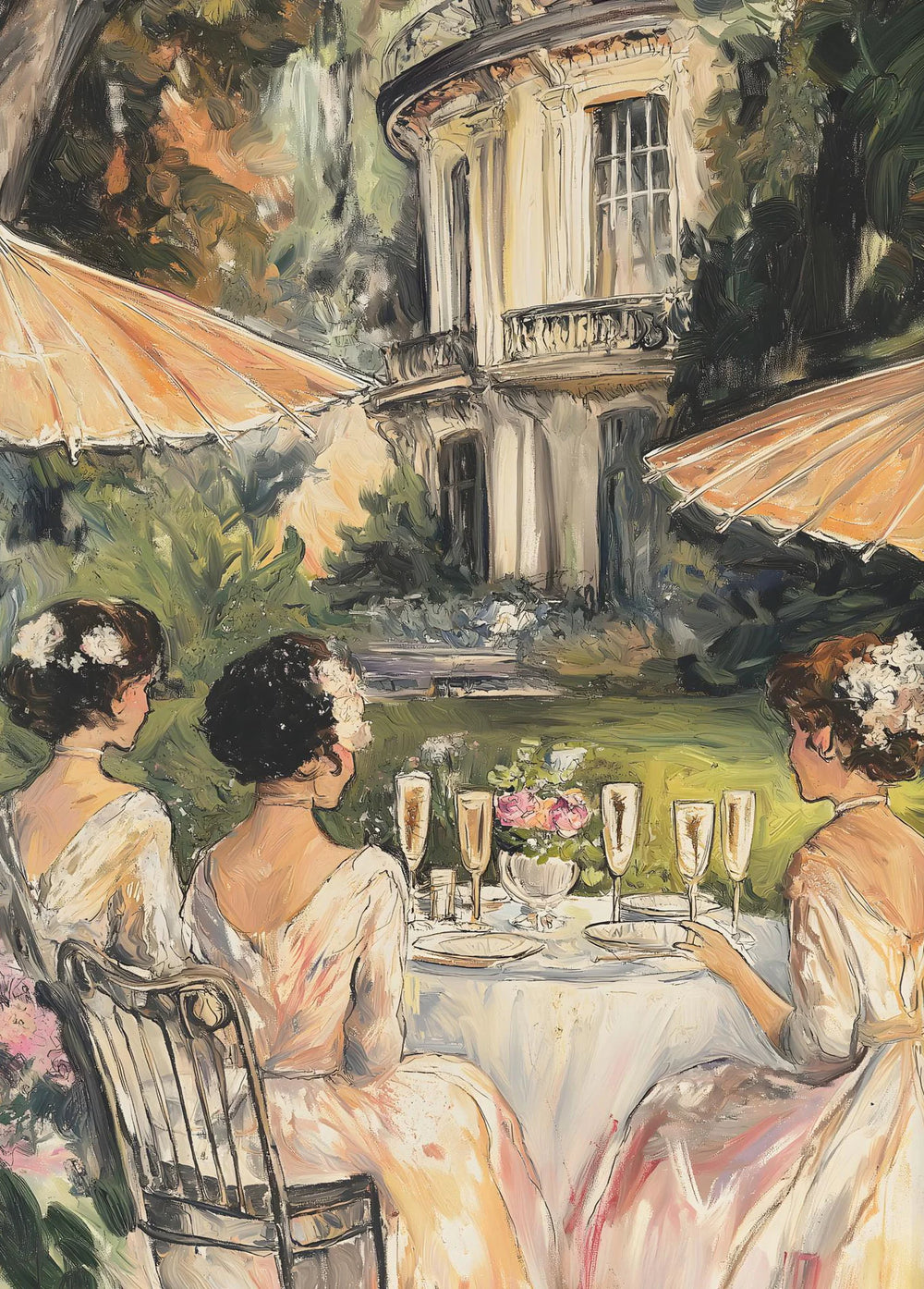 Moderner Leinwanddruck ohne Rahmen im vertikalen Rechteck mit Rokoko Garten Motiv, in Farbe nn-6, Grösse 30x42 cm