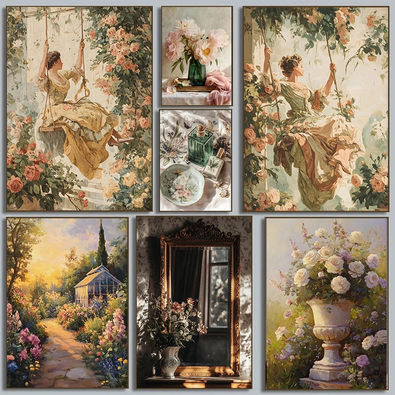 Wandbild im modernen Stil mit Rokoko Garten Design, leinwandmaterial, farben nn-3 bis nn-20, Grösse 50x70 cm vertikales Rechteck