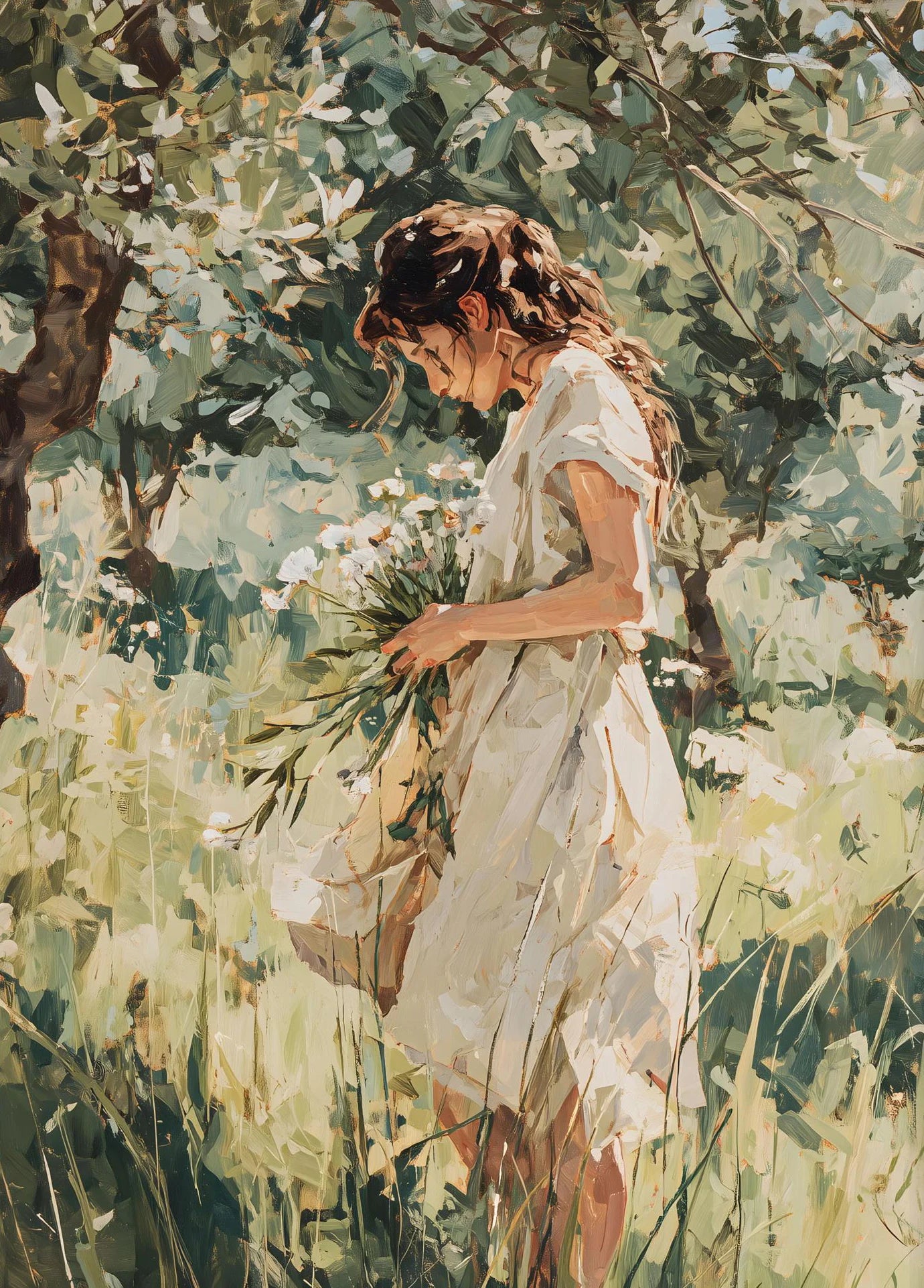 Moderner Leinwanddruck mit vertikalem Figurenmotiv auf hochwertigem Leinwandmaterial, ungerahmt, Grösse: 30x42 cm