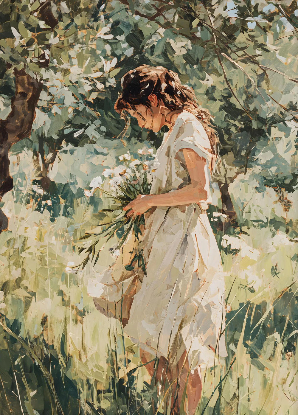 Moderner Leinwanddruck mit vertikalem Figurenmotiv auf hochwertigem Leinwandmaterial, ungerahmt, Grösse: 30x42 cm