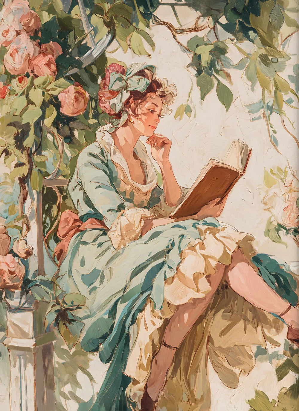 Moderner ungerahmter Leinwanddruck mit Figurenmalerei in vertikaler Rechteckform, 30x42 cm