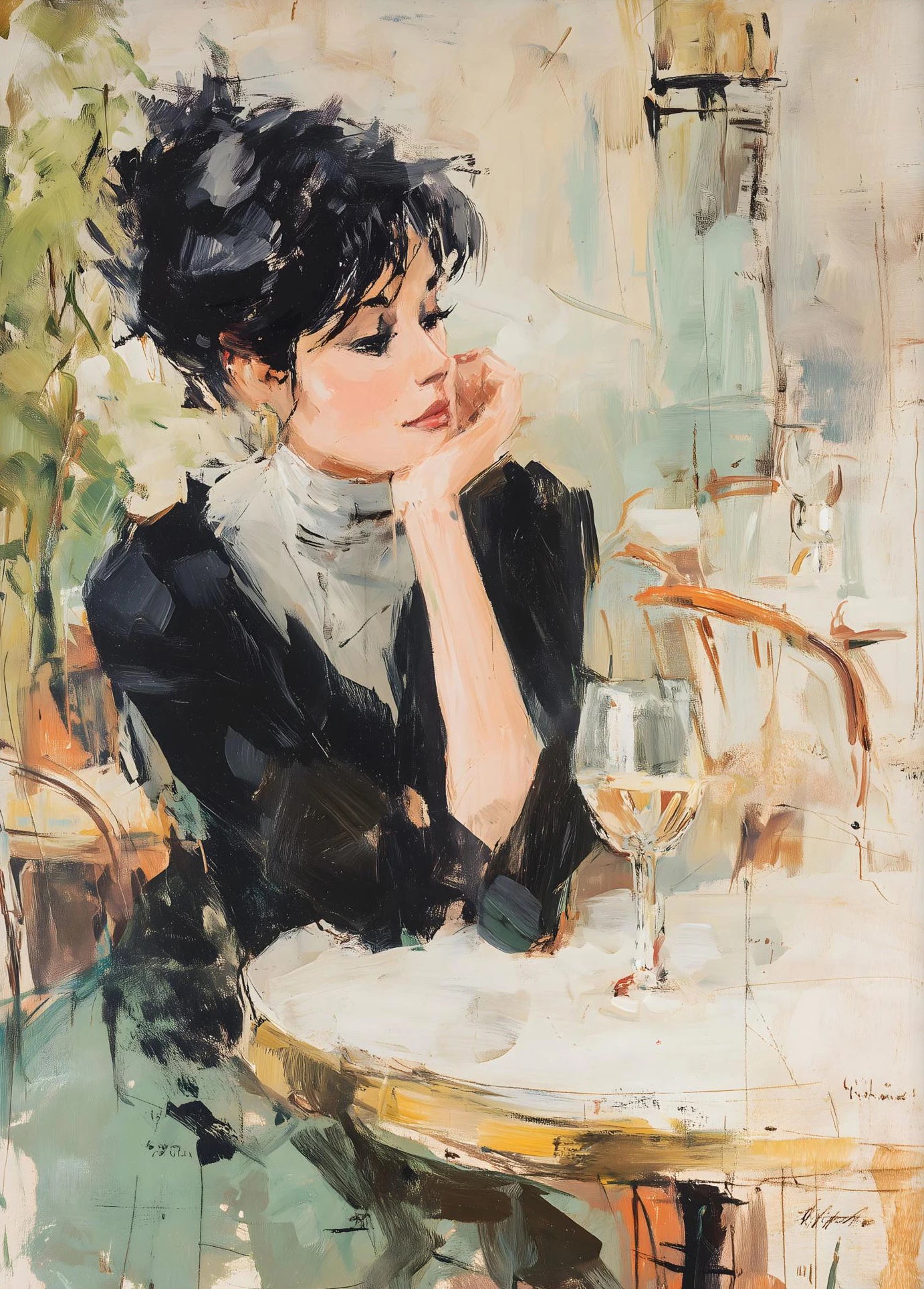 Moderner Leinwanddruck mit Figurenmalerei ungerahmt, 30X42 cm