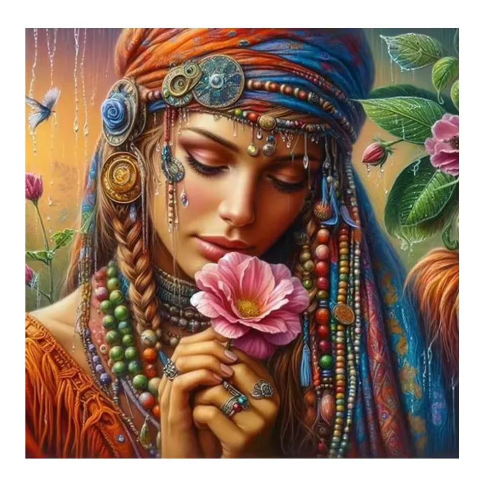 Amerikanische Baumwollleinwand Kunst mit Figurenmalerei in Grösse 50x50 cm