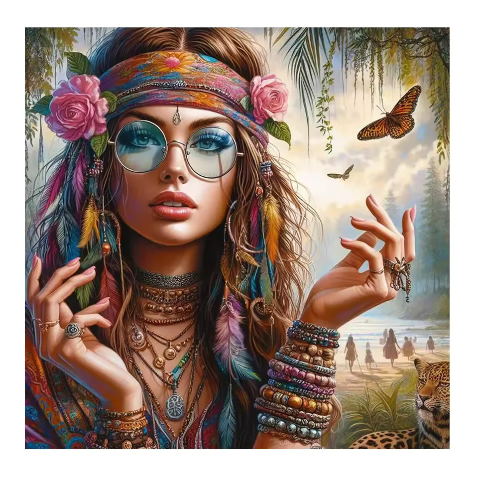 quadratische Leinwandkunst im amerikanischen Stil, ungerahmt, Grösse 50x50 cm, Farbe: az469-3