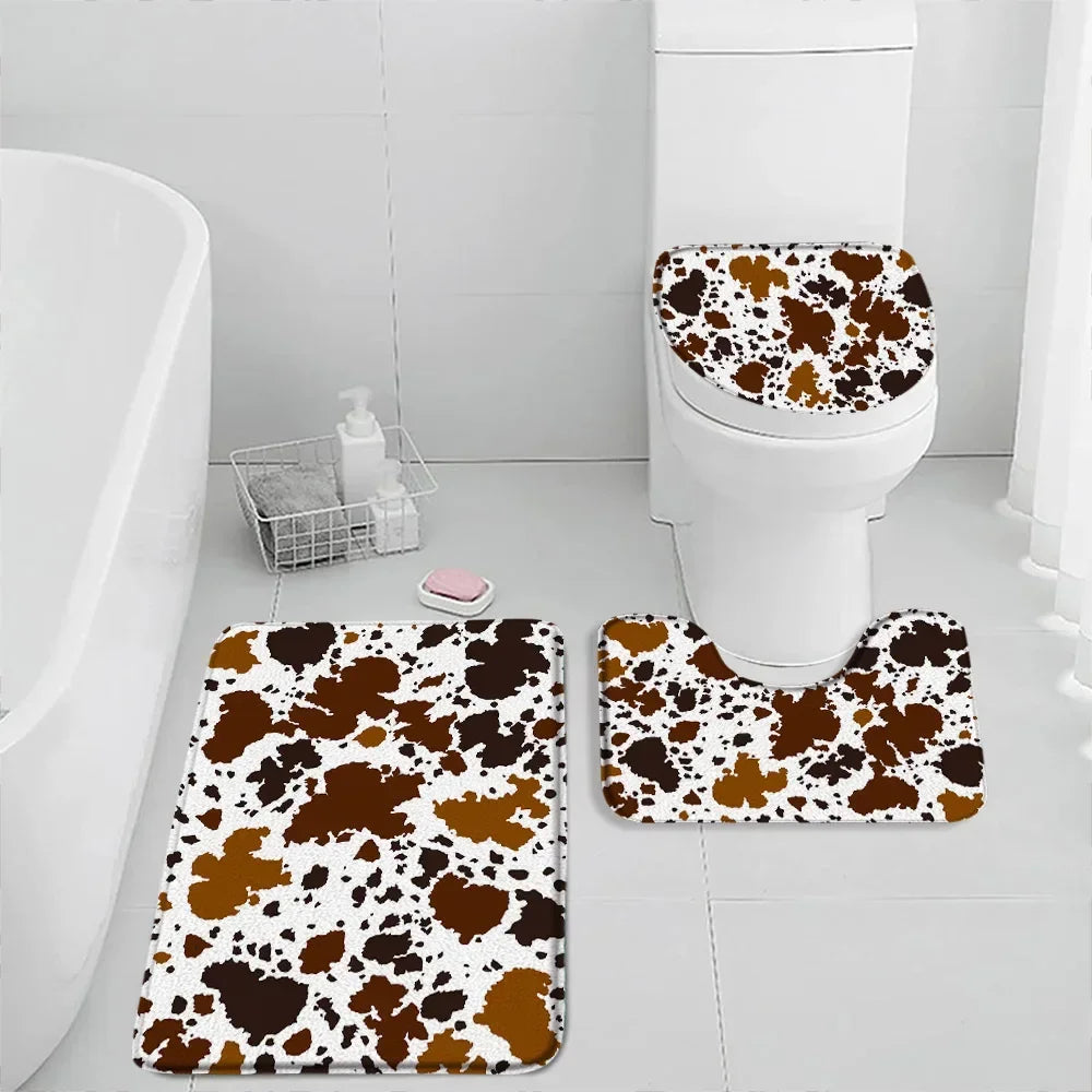 Leopard Badematte Set – Modern Suede, Rutschfest, 3-teilig