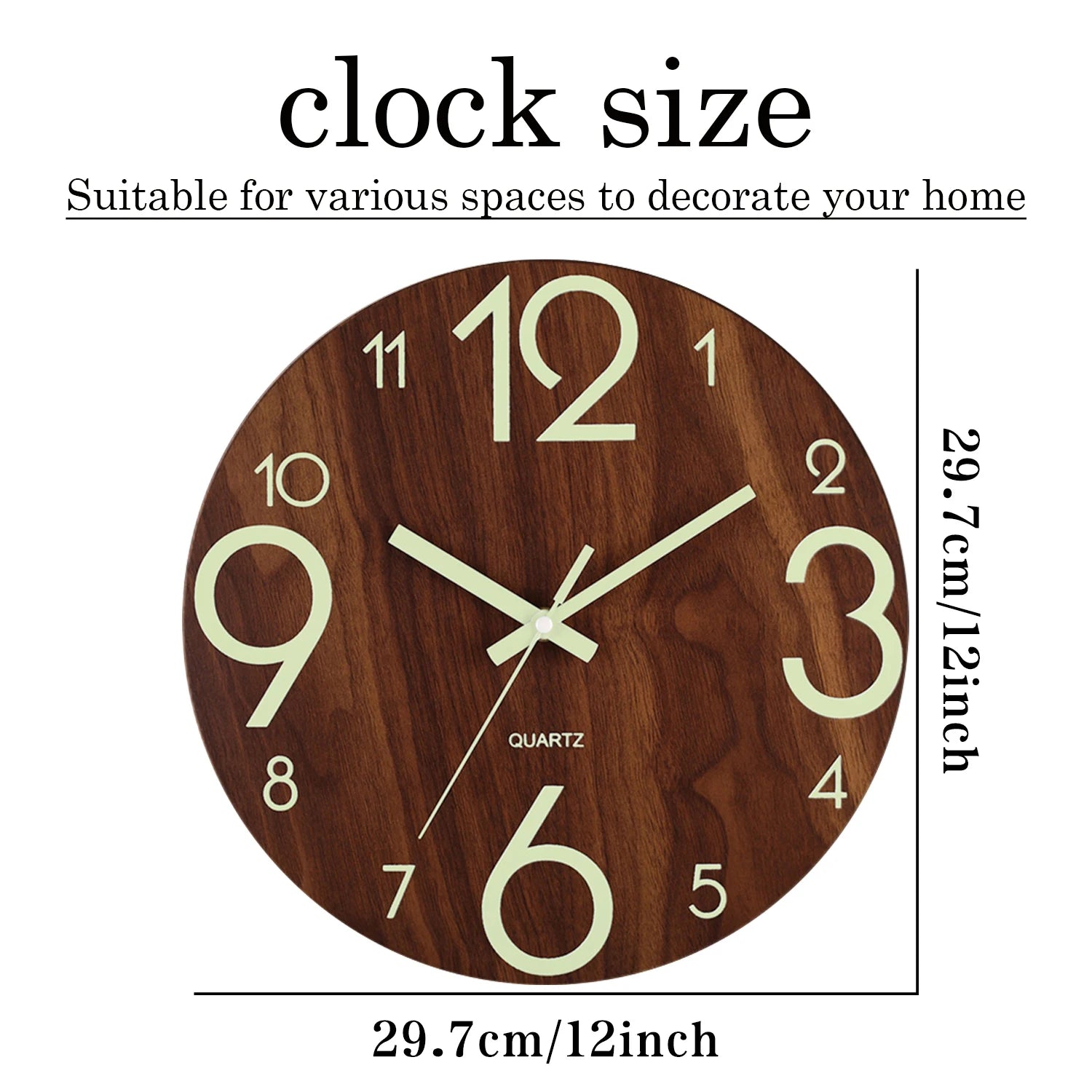 Leuchtende Wanduhr – Bambus & Holz – 12 Zoll