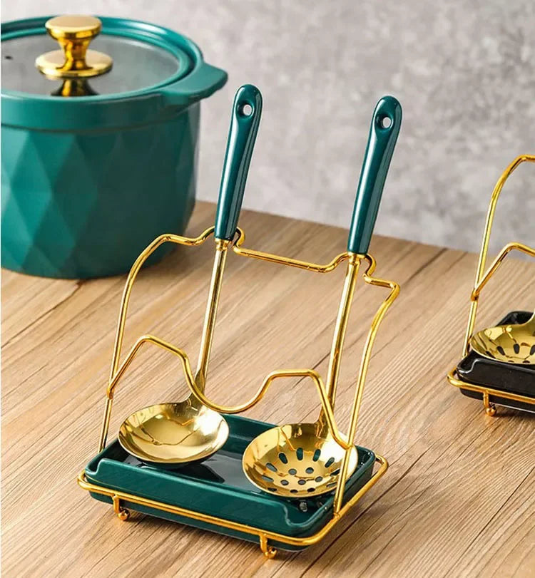 Löffelablage & Deckelhalter – Keramik Weiss 17.5x13x28cm