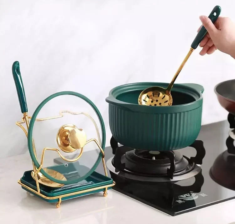 Löffelablage & Deckelhalter – Keramik Weiss 17.5x13x28cm