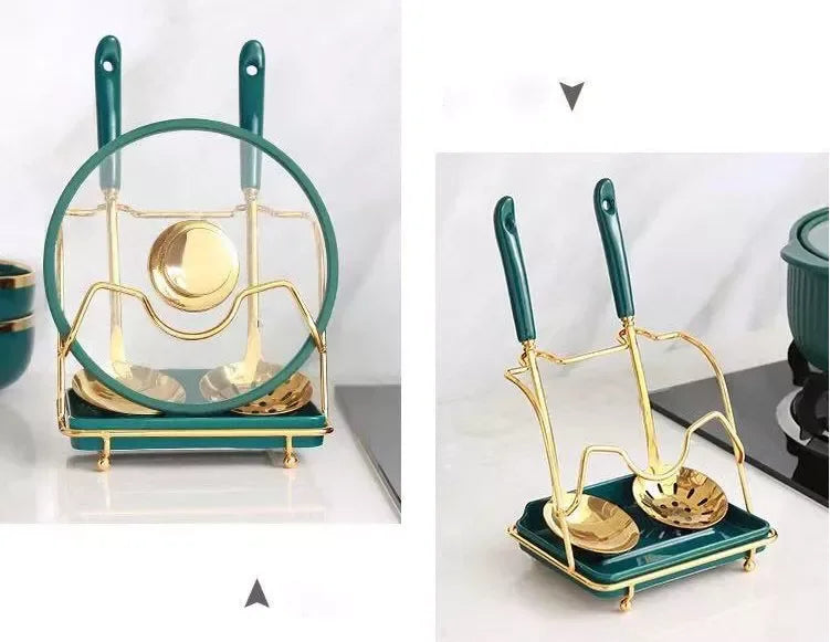 Löffelablage & Deckelhalter – Keramik Weiss 17.5x13x28cm