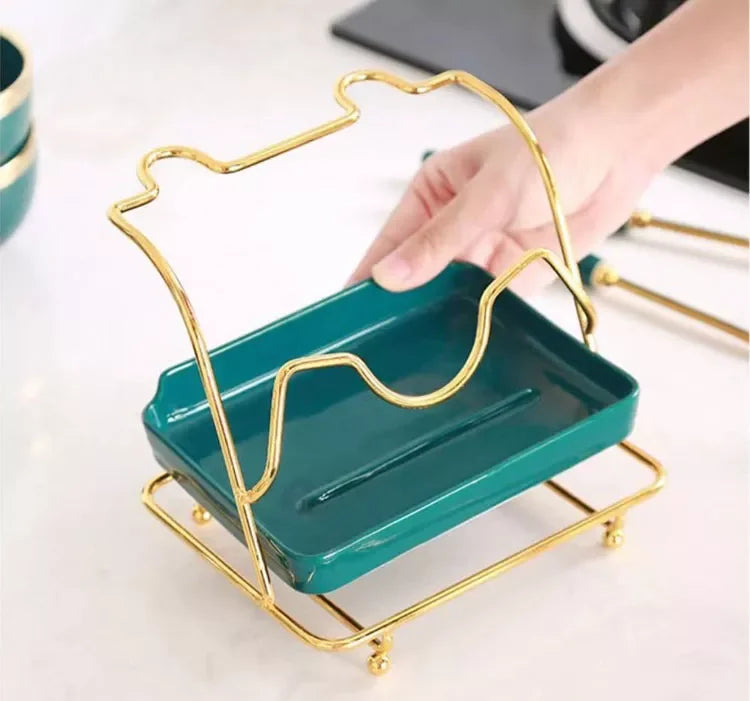 Löffelablage & Deckelhalter – Keramik Weiss 17.5x13x28cm