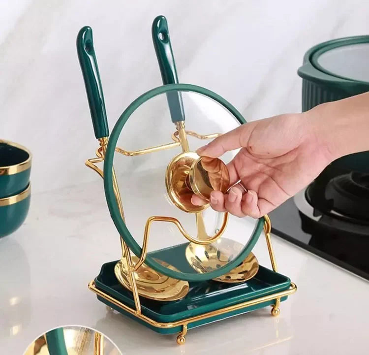 Löffelablage & Deckelhalter – Keramik Weiss 17.5x13x28cm