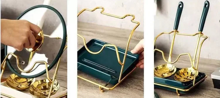 Löffelablage & Deckelhalter – Keramik Weiss 17.5x13x28cm