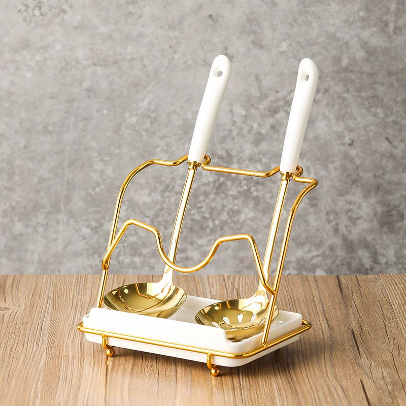 Löffelablage & Deckelhalter – Keramik Weiss 17.5x13x28cm