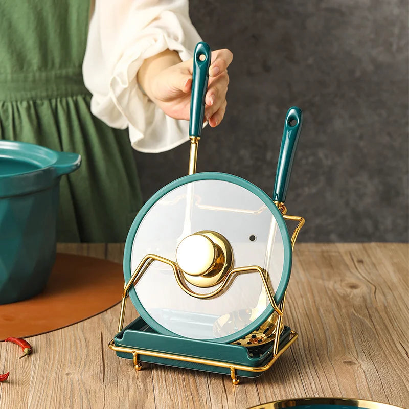 Löffelablage & Deckelhalter – Keramik Weiss 17.5x13x28cm