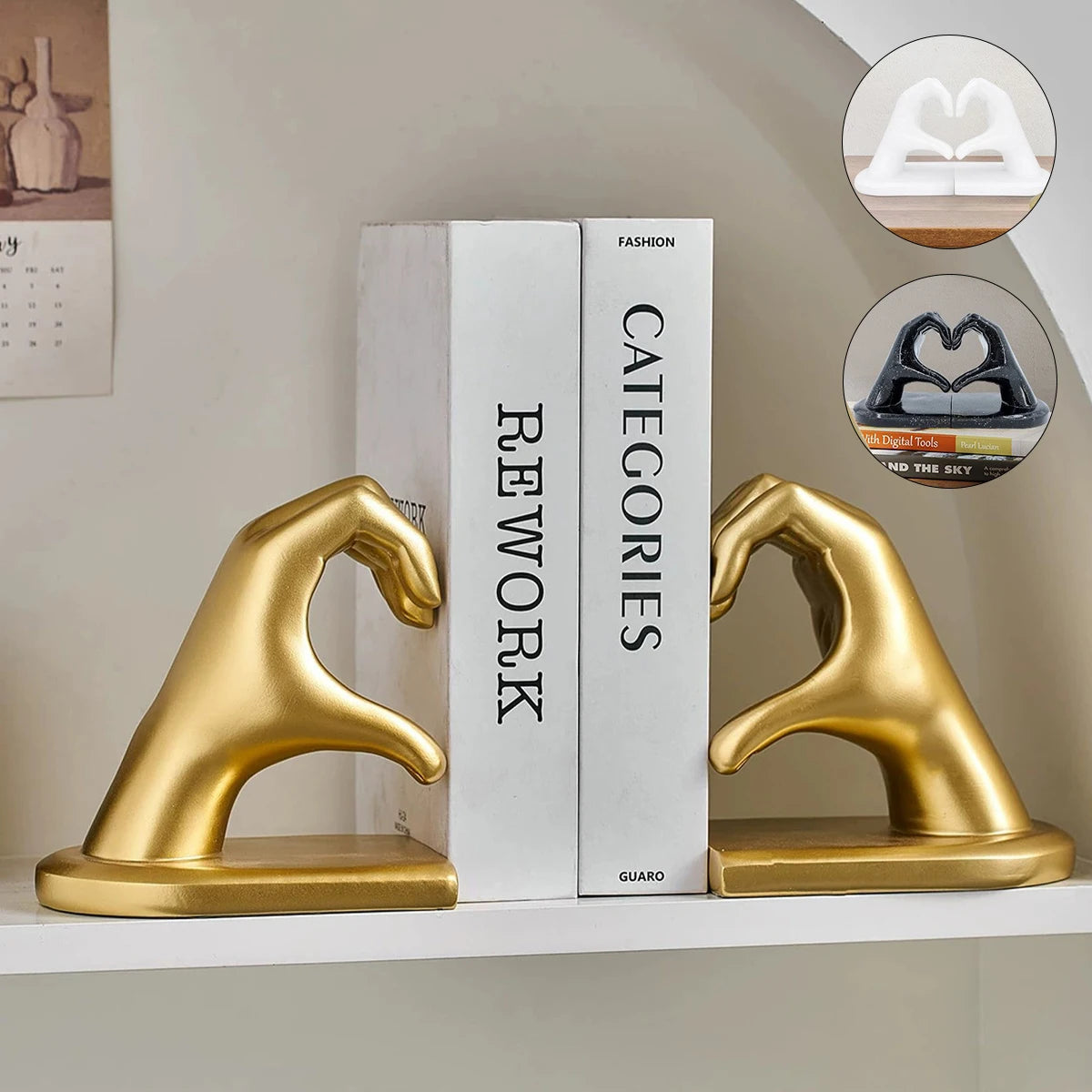 Love Gesture Buchstützen aus Harz in Weiss modern