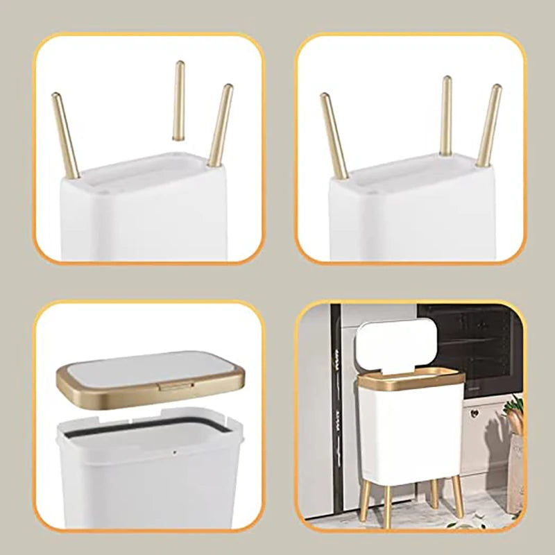 Luxuriöser Goldener Abfalleimer – Modernes Design mit Deckel