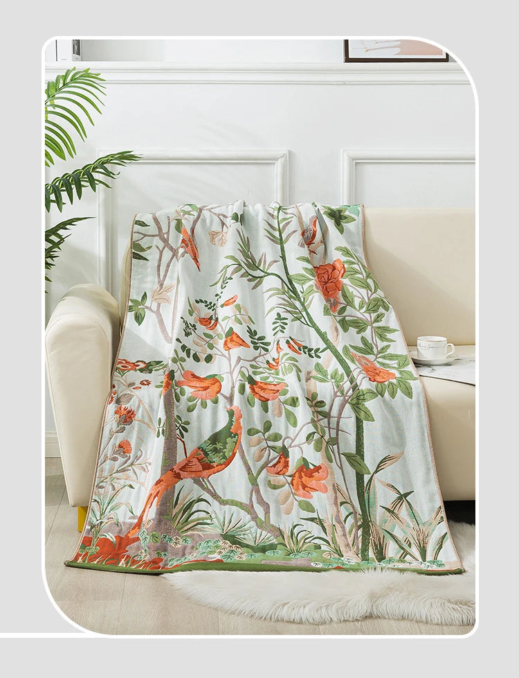 Luxus Badetuch – Baumwollgaze Blumen – 90x180cm