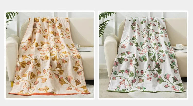 Luxus Badetuch – Baumwollgaze Blumen – 90x180cm